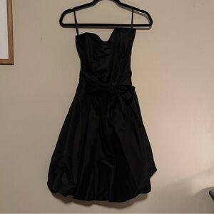 GUC Chic Black Strapless Dress With Bow Tie Waist & Bubble Hem